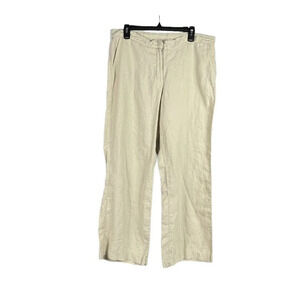 Chico's Womens Linen Pants Size 2.5 Large Cropped Lightweight Tan Pant